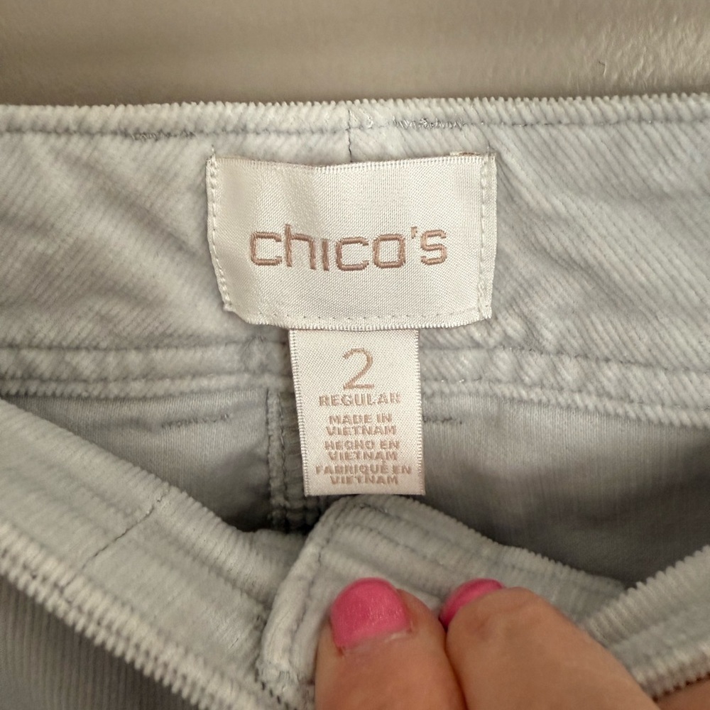 Chicos full length sz 2 (equiv sz 12-14). Dove grey. Light Corduroy. - Picture 8 of 8
